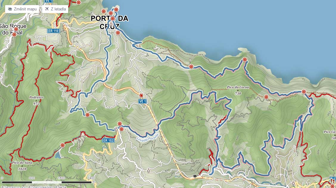 Trasa po Madeirských útesech do Porto da Cruz