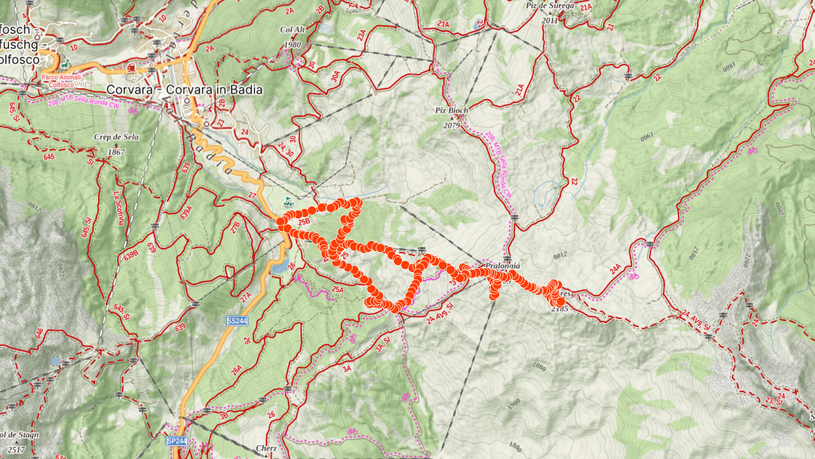 Mapa výletu na Störes v Itálii